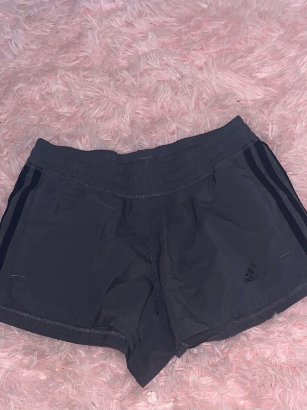 adidas Women's Dark Gray Athletic Shorts with Side Stripes